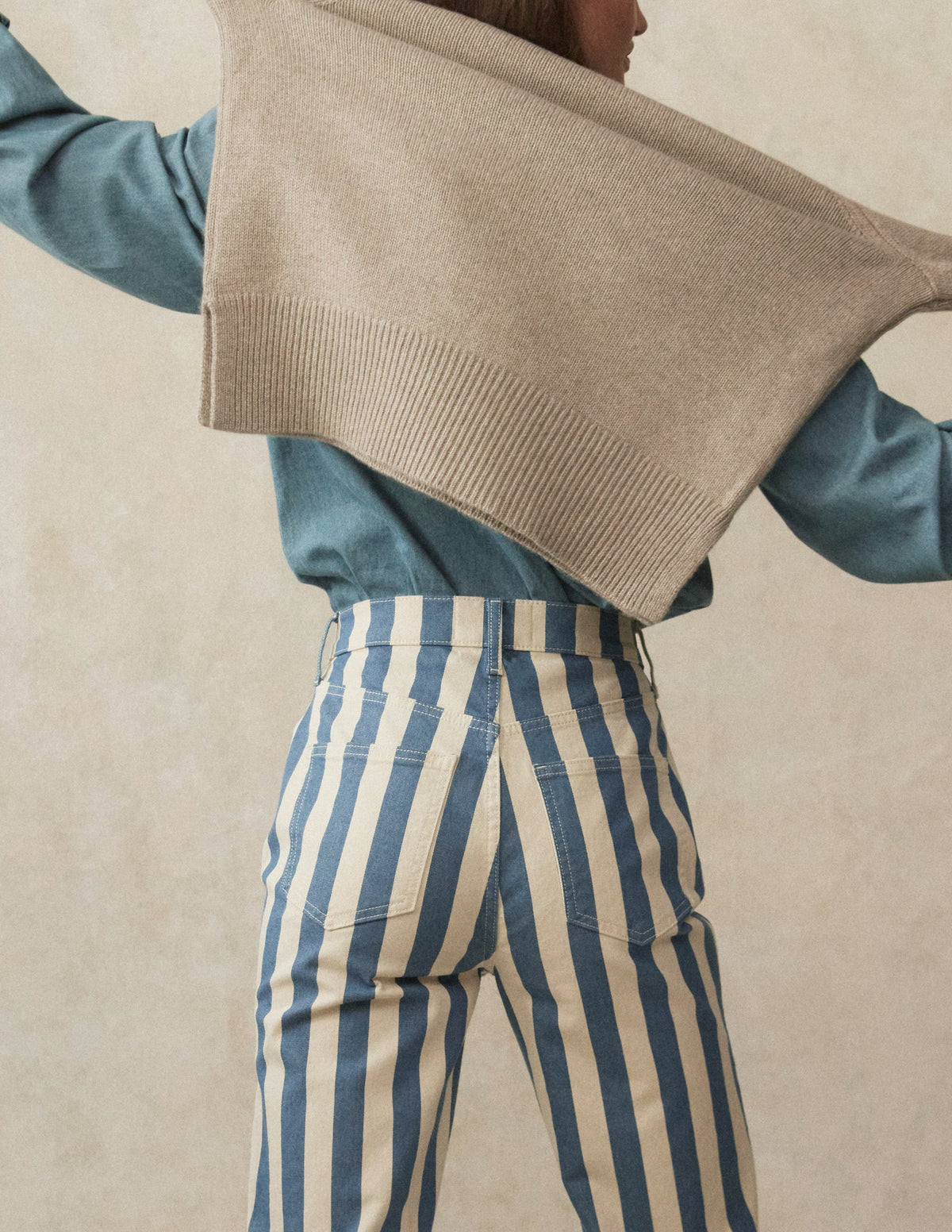 High Rise Stripe Jeans-Marine Wide Stripe - Image 7