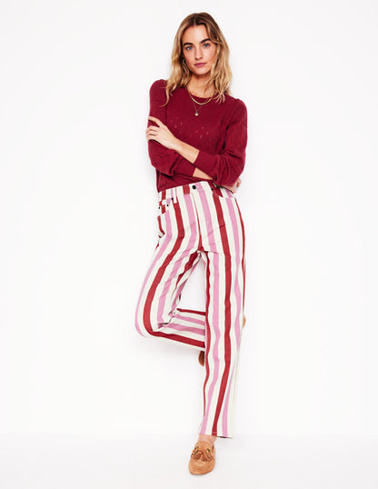 High Rise Stripe Jeans-Red and Pink Wide Stripe