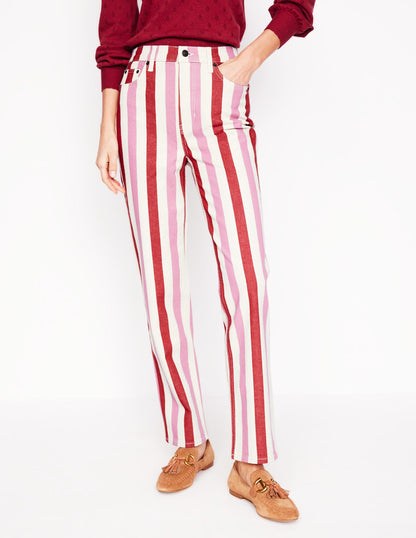 High Rise Stripe Jeans-Red and Pink Wide Stripe