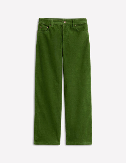 High Rise Straight Cord Jeans-Promenade Green