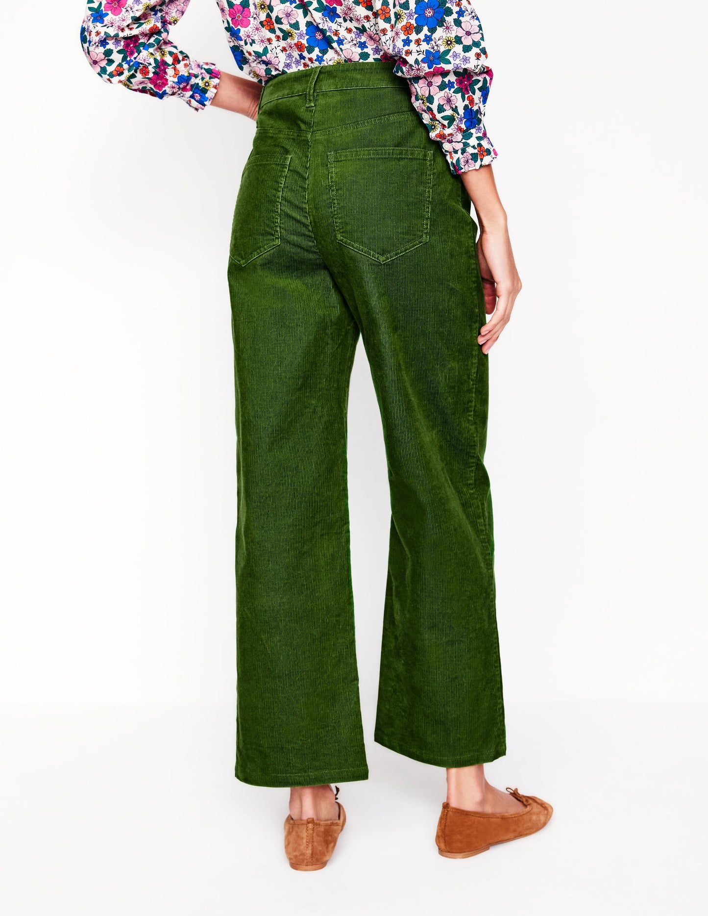 High Rise Straight Cord Jeans-Promenade Green