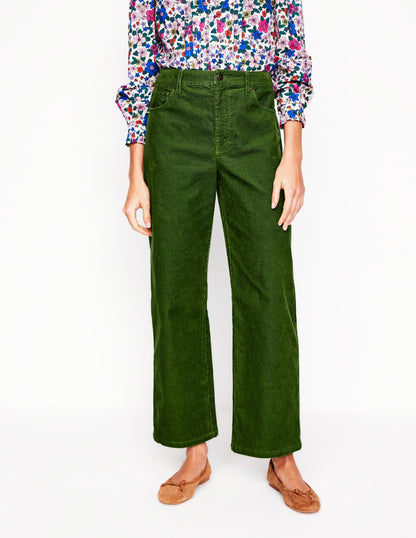 High Rise Straight Cord Jeans-Promenade Green