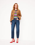 High Rise Straight Leg Jeans-Indigo Rinse