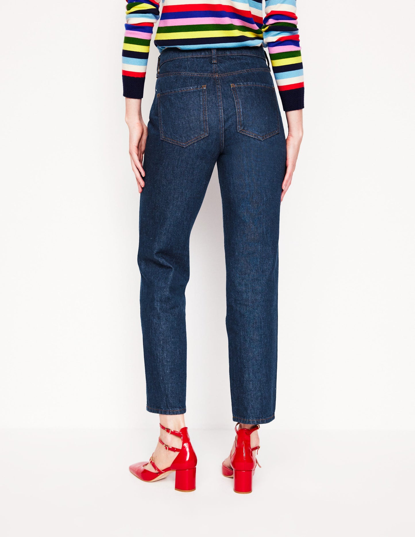 High Rise Rigid Straight Jeans-Indigo Rinse