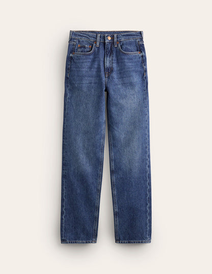 High Rise Rigid Straight Jeans-Mid Vintage