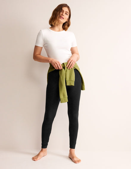 High Rise Jersey Leggings-Black