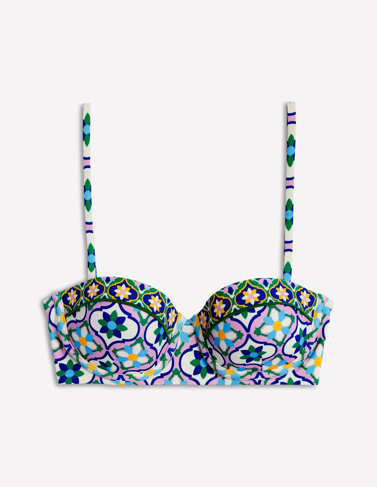 Rhodes Cup-Size Bikini Top-Multi, Floweret Tile