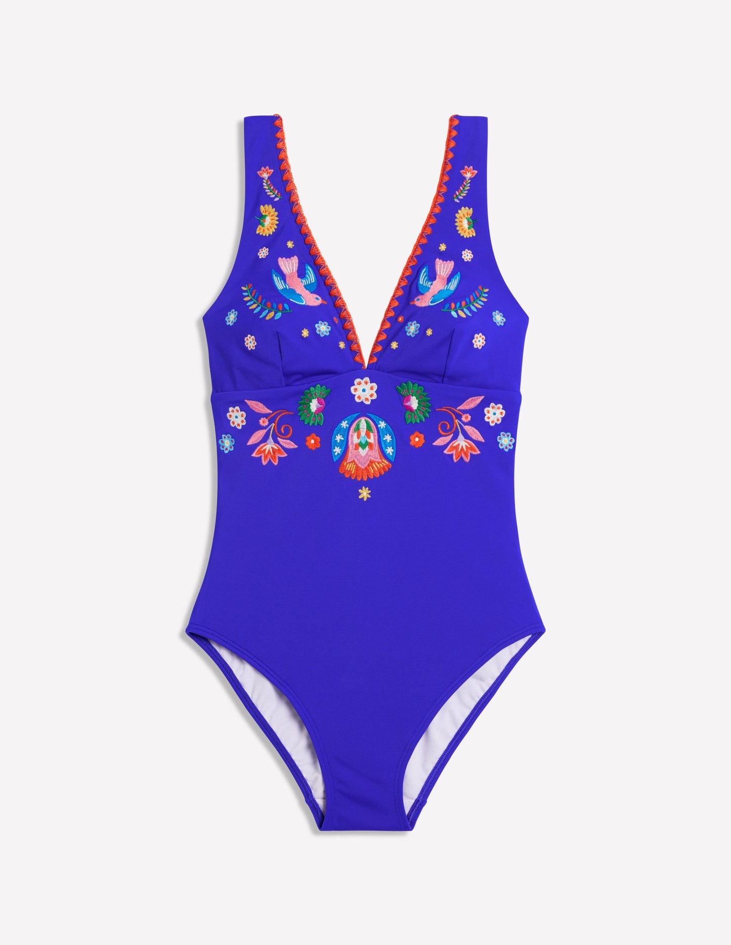 Embroidered Swimsuit-Bright Blue, Embroidered