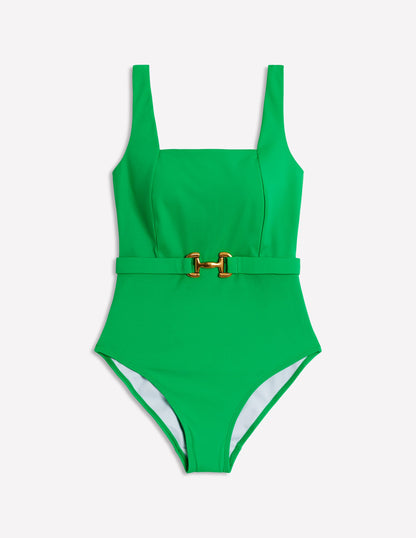 Lefkada Square Neck Swimsuit-Green Snaffle