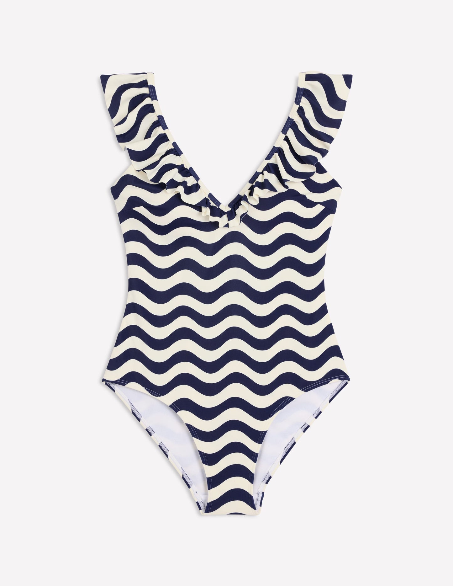 Evia Ruffle Swimsuit-French Navy, Mono Wave