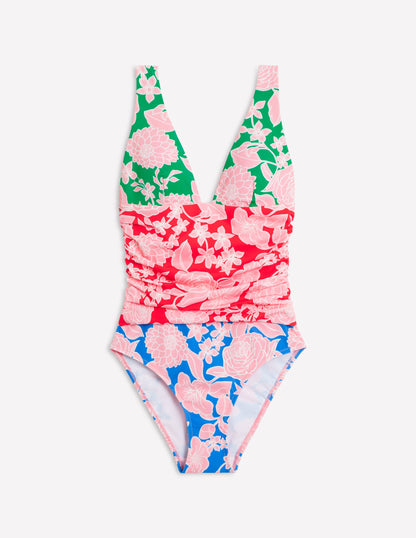 Mykonos Deep V Swimsuit-Multi, Blossom Cascade