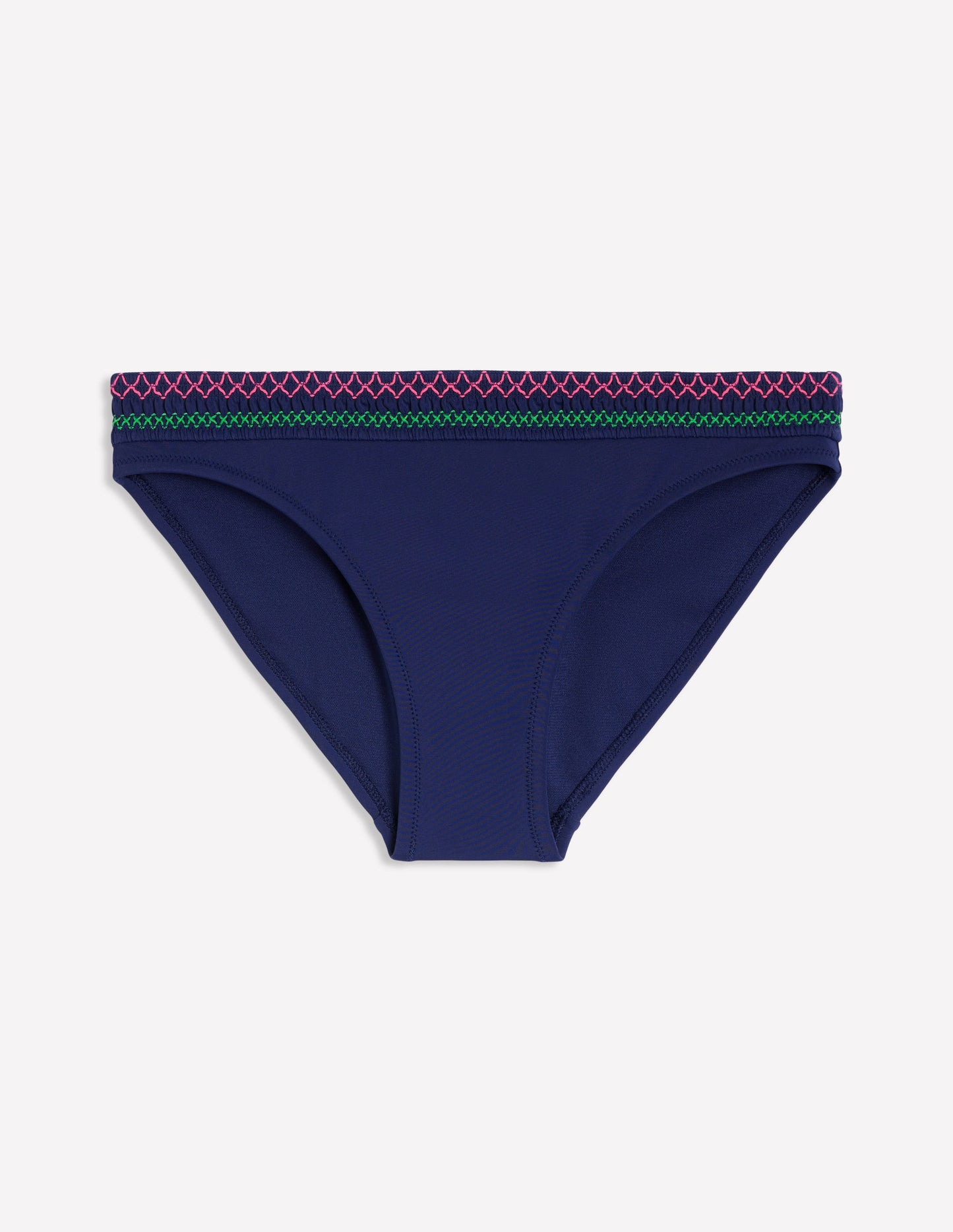 Skyros Smocked Bikini Bottoms-Navy