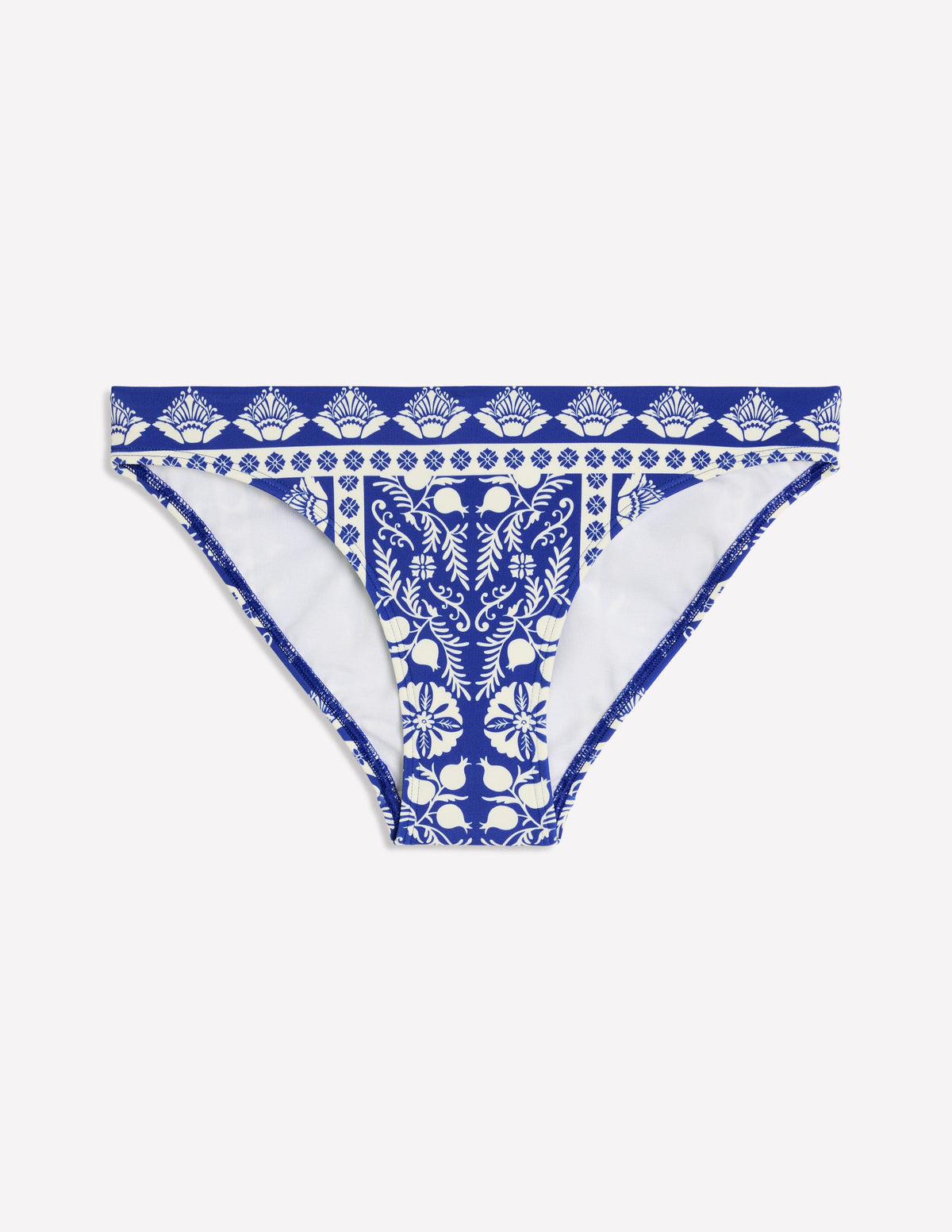 Porto Bikini Bottoms-Bright Blue, Ornate Stripe - Image 6