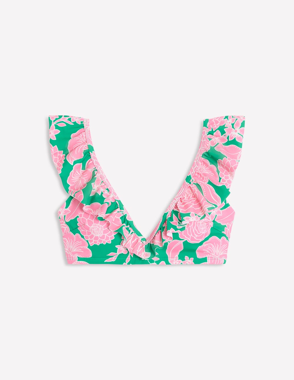Evia Ruffle Bikini Top-Rich Emerald, Blossom Cascade - Image 6