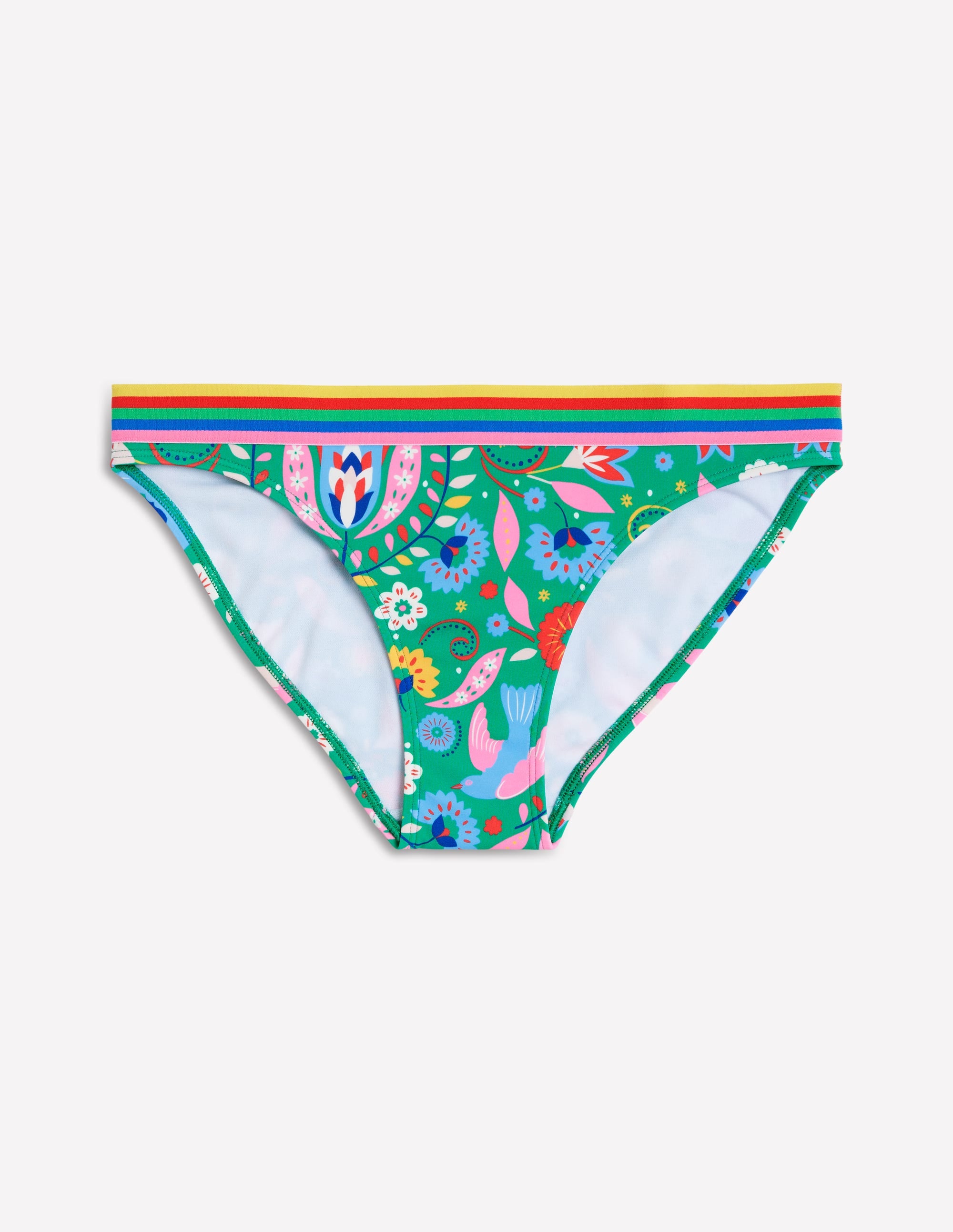 Stripe Trim Bikini Bottoms-Green, Decorative Garden - Image 5
