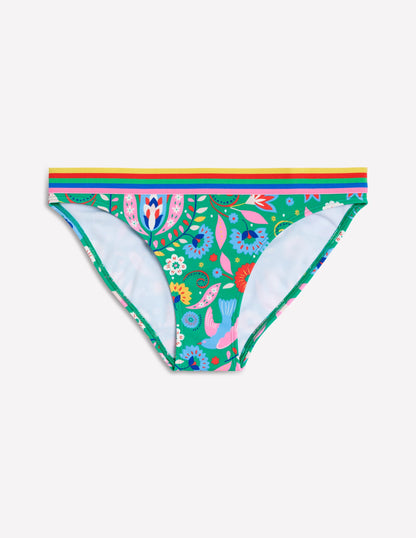 Stripe Trim Bikini Bottoms-Green, Decorative Garden