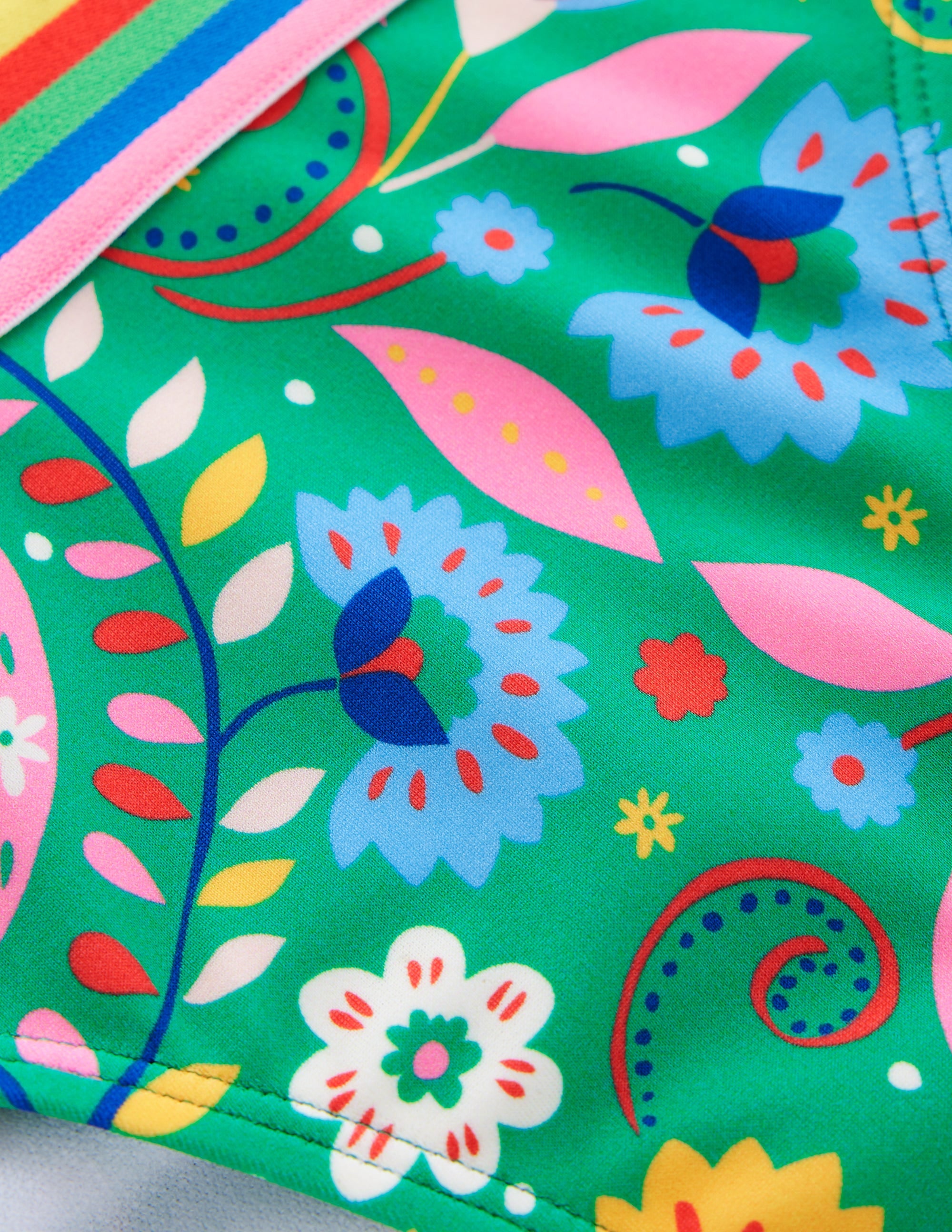 Stripe Trim Bikini Bottoms-Green, Decorative Garden - Image 6
