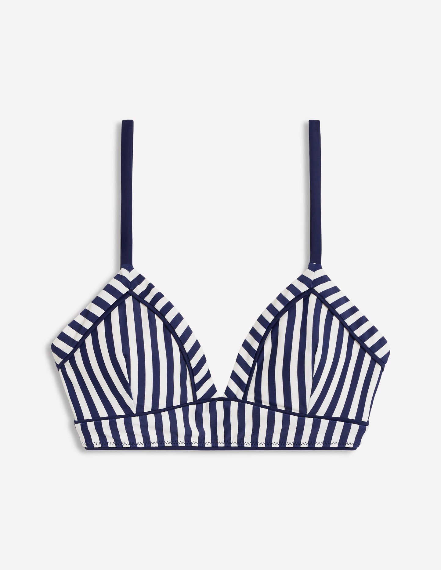 Kasos String V Neck Bikini Top-Navy, Ivory Stripe