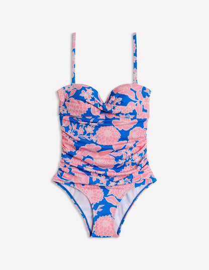 Andros Twist Front Swimsuit-Indigo Bunting, Blossom