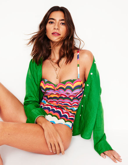 Andros Twist Front Swimsuit-Multi, Abstract Wave