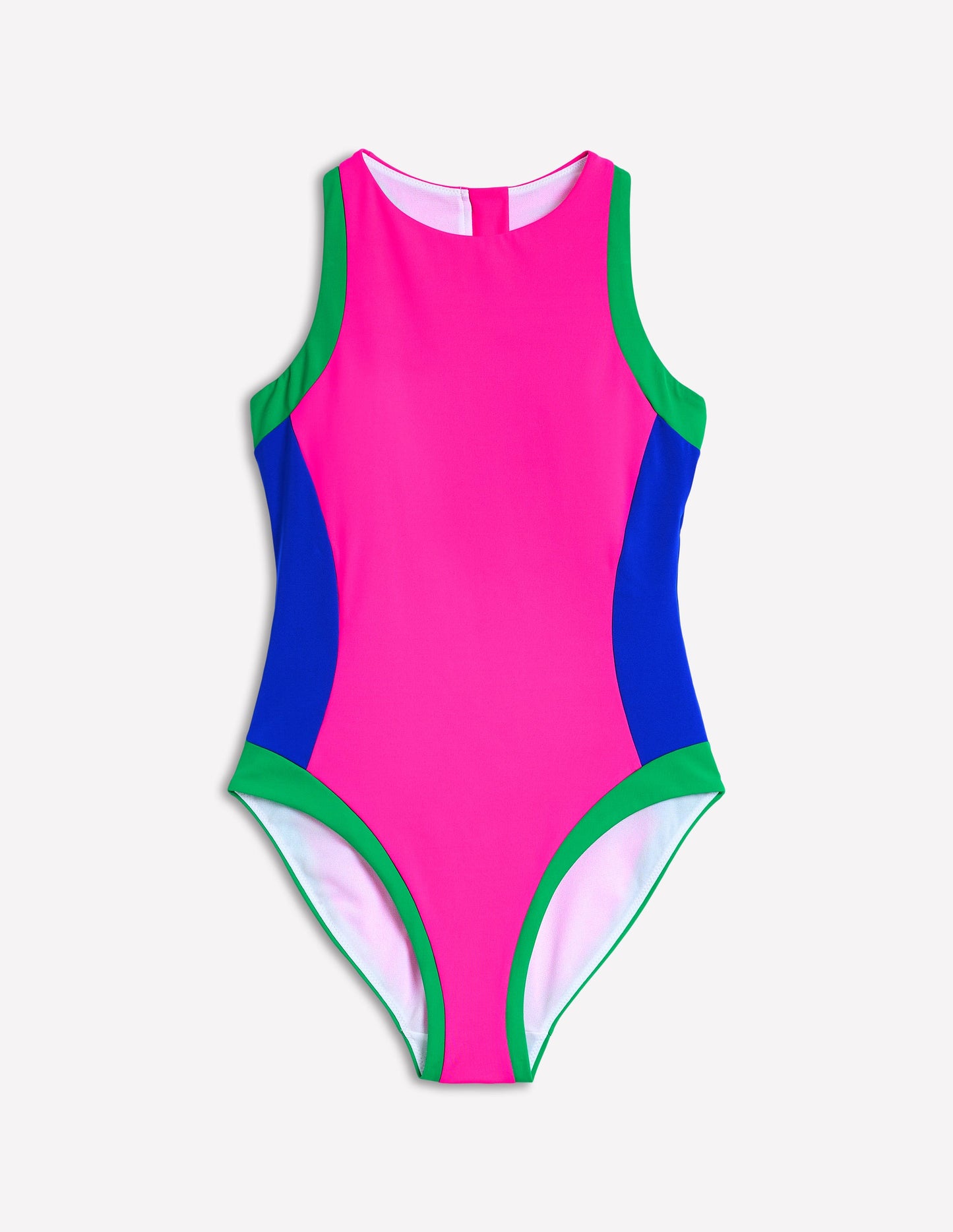 Sporty Zip Back Swimsuit-Colbolt Colourblock