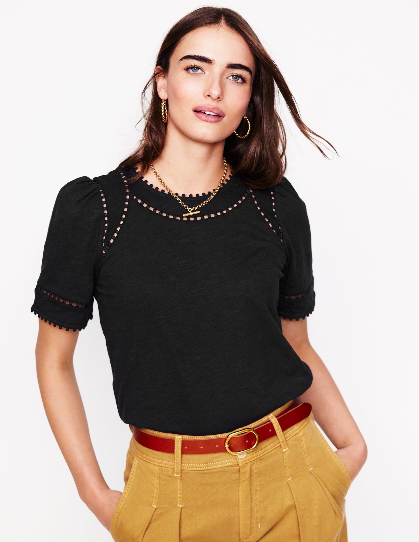 Mila Trim Detail Top-Black