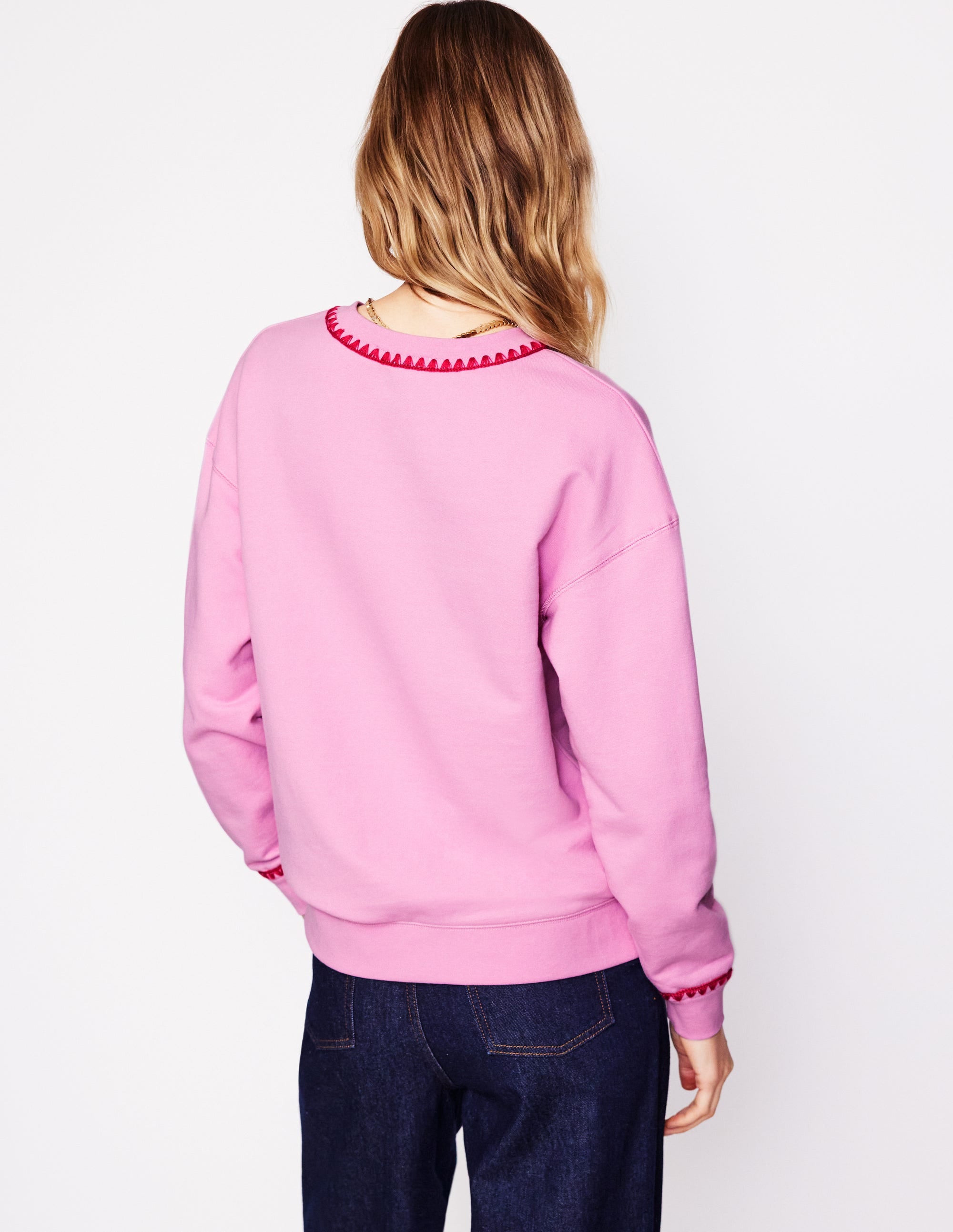 Emi Embroidered Sweatshirt-Soft Lavender - Image 3