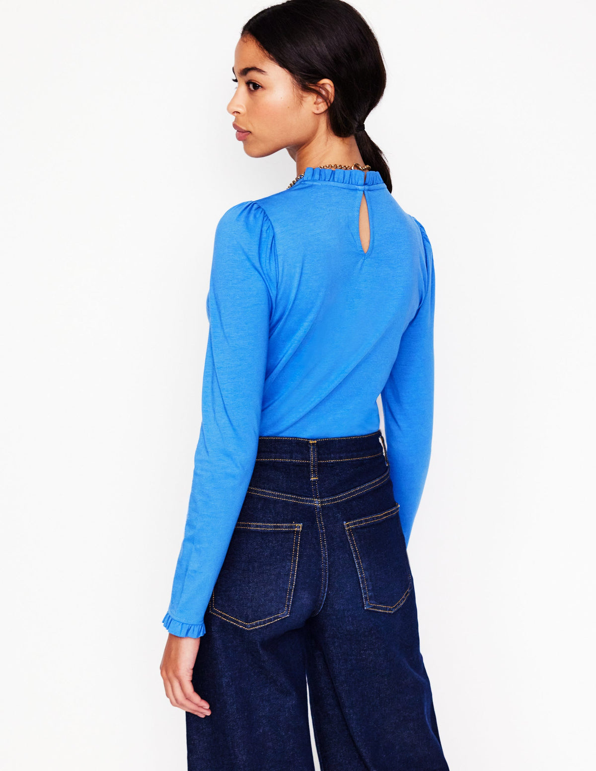 Supersoft Frill Detail Top-Palace Bule - Image 3
