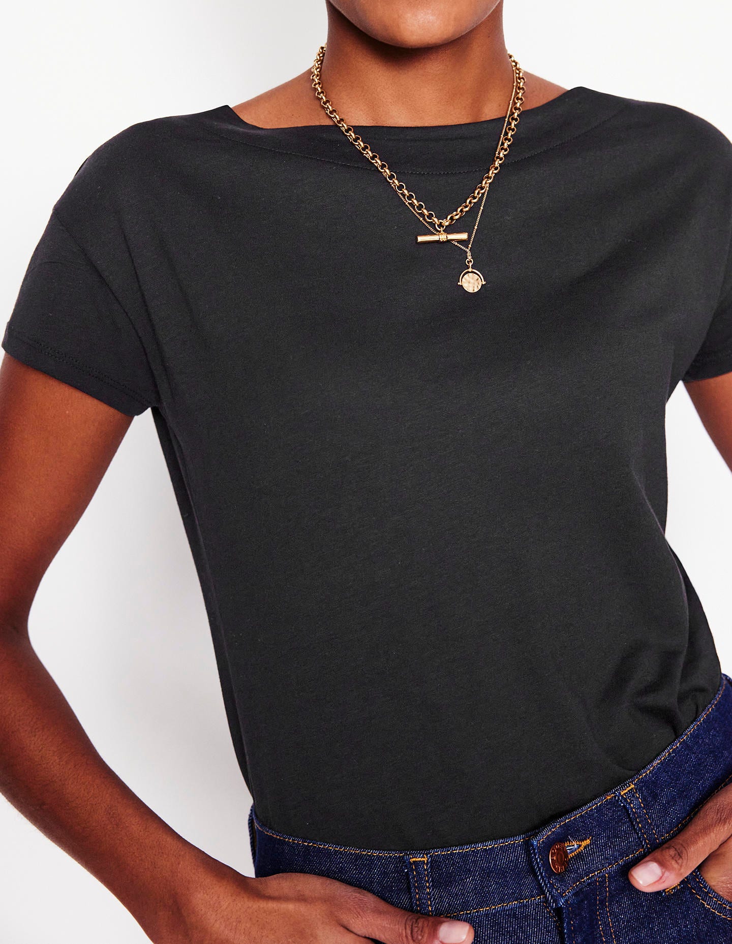 Supersoft Boat Neck T-Shirt-Black | Boden USA