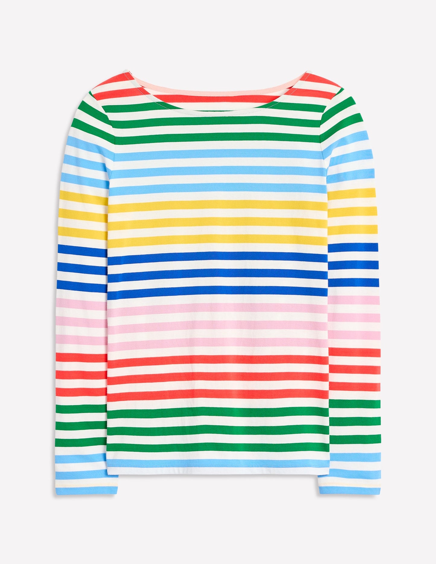 Ella Long Sleeve Breton-Banded Rainbow Stripe