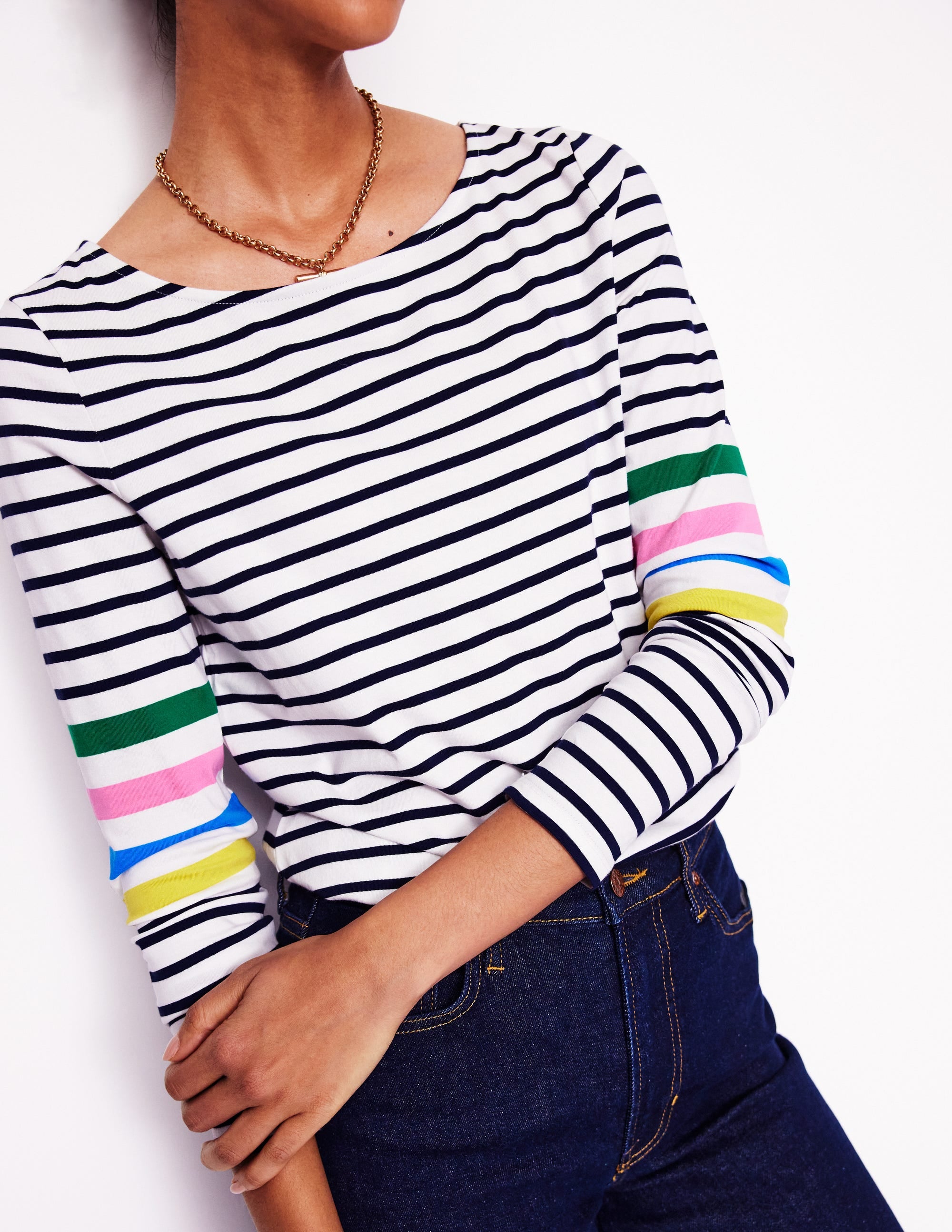 Ella Long Sleeve Breton-Ivory Multi Arm Placement - Image 2