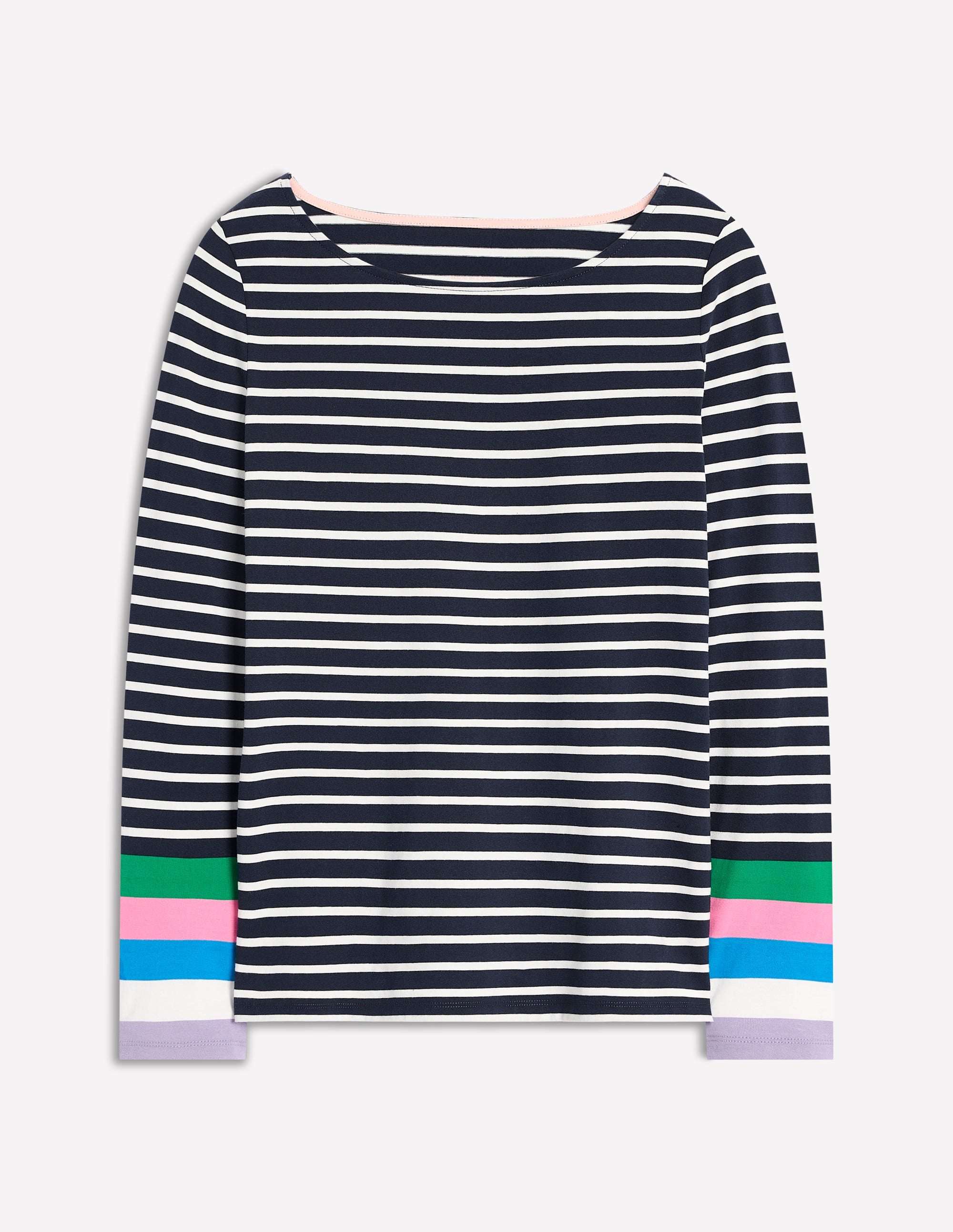 Ella Long Sleeve Breton-Navy Multi Cuff - Image 5