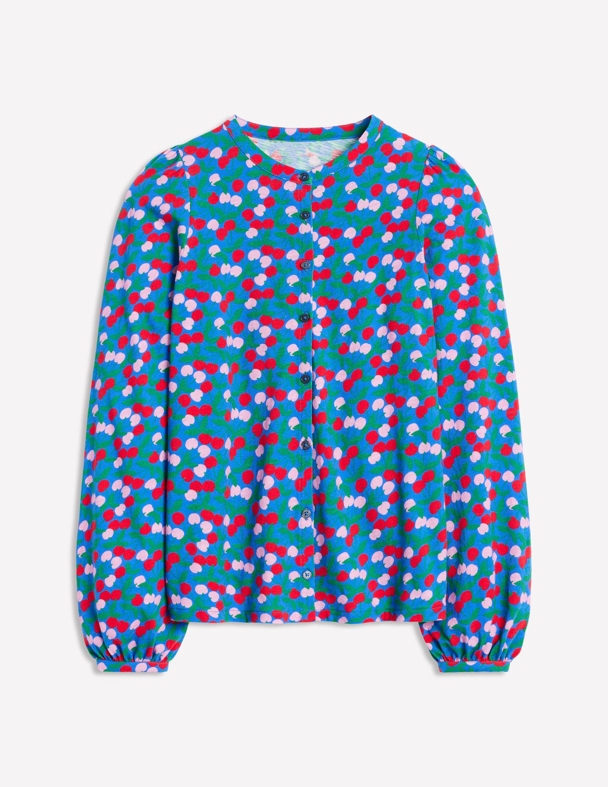 Marina Jersey Shirt-Bright Blue, Cherry Cascade - Image 5