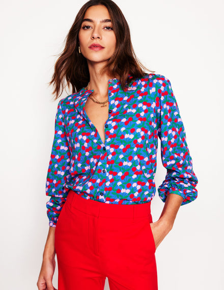 Marina Jersey Shirt-Bright Blue, Cherry Cascade