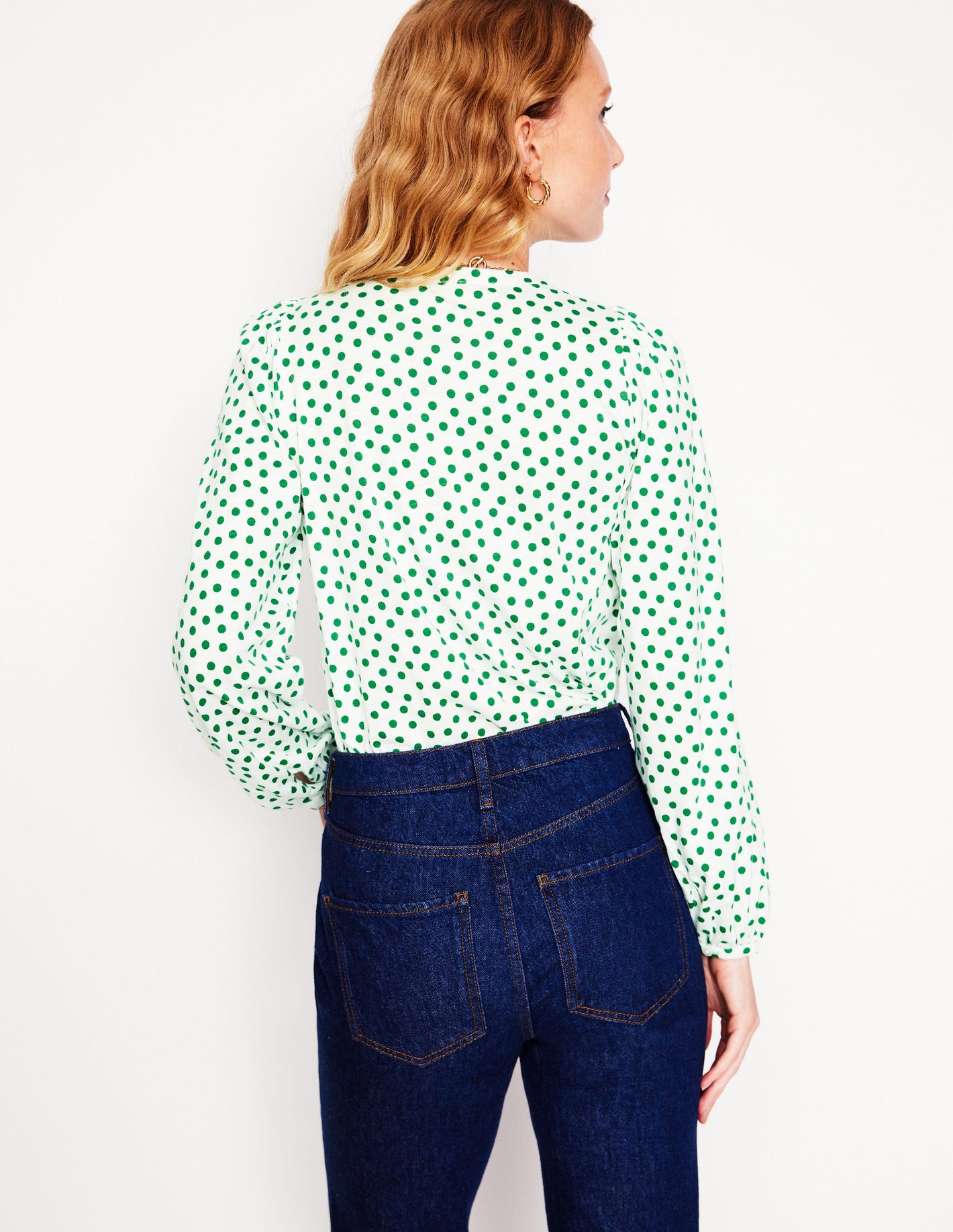 Marina Jersey Shirt-Ivory, Abstract Dot