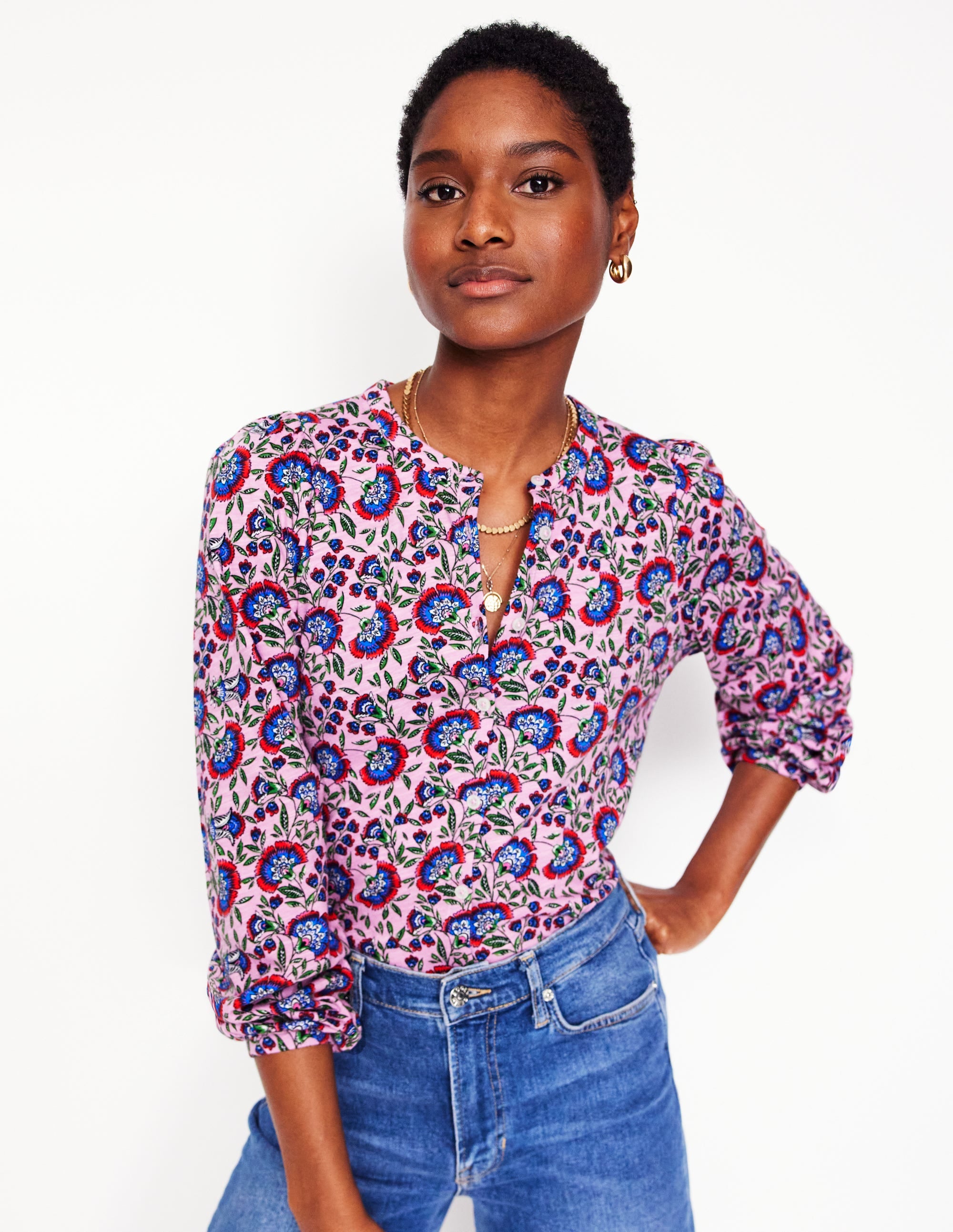 Marina Jersey Shirt-Soft Lavender, Decorative Vine - Image 1