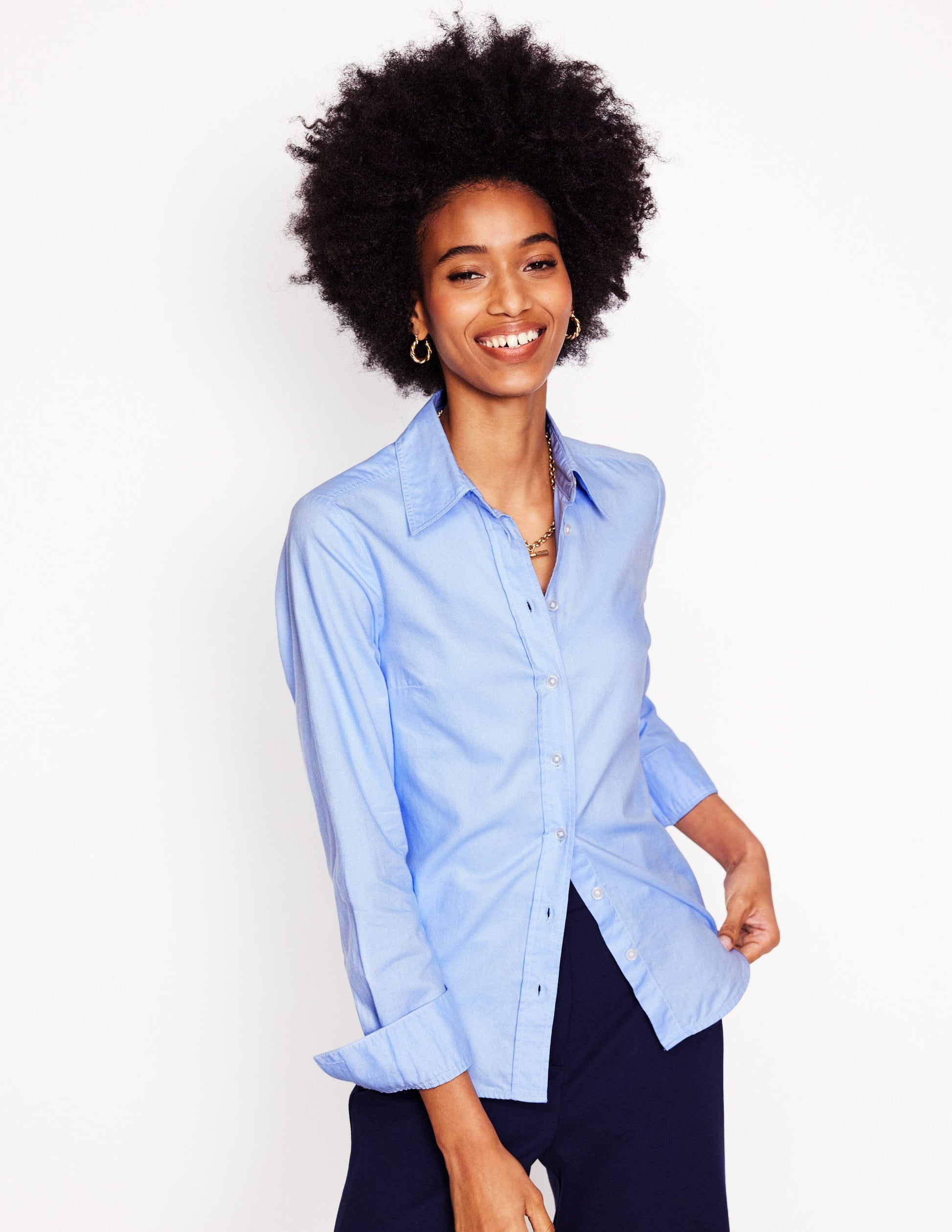 Boden Women's Blue Oxford Sienna Cotton Shirt