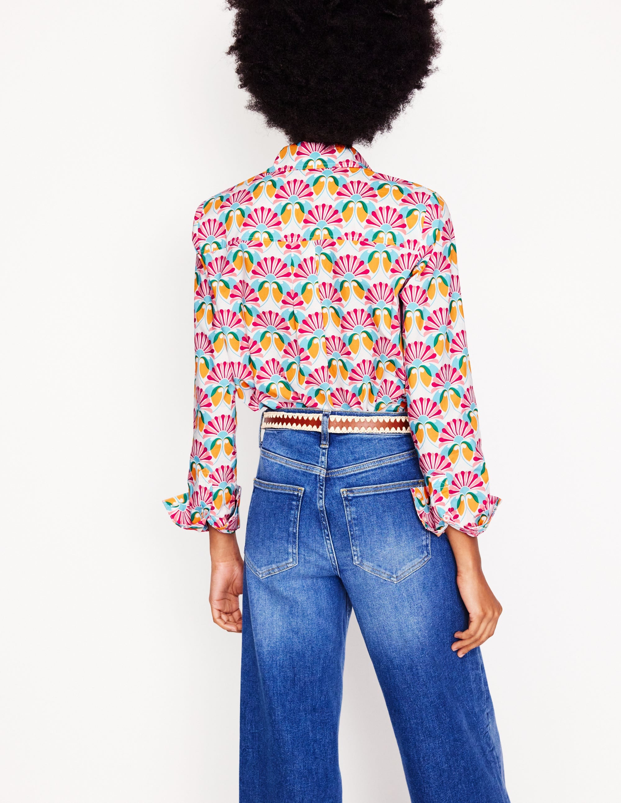 Sienna Cotton Shirt-Ivory, Daisy Bloom Geo - Image 2