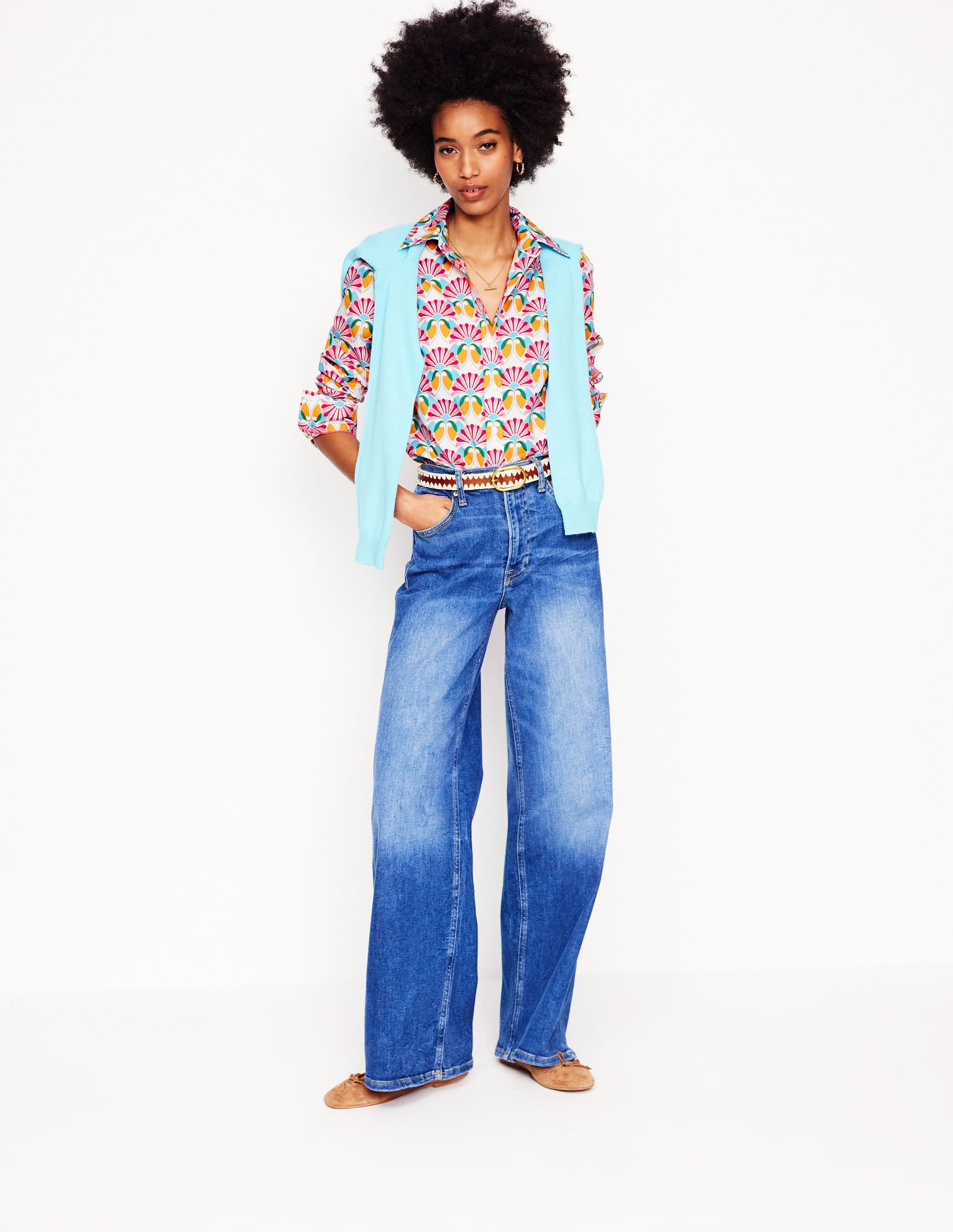 Sienna Cotton Shirt-Ivory, Daisy Bloom Geo - Image 5