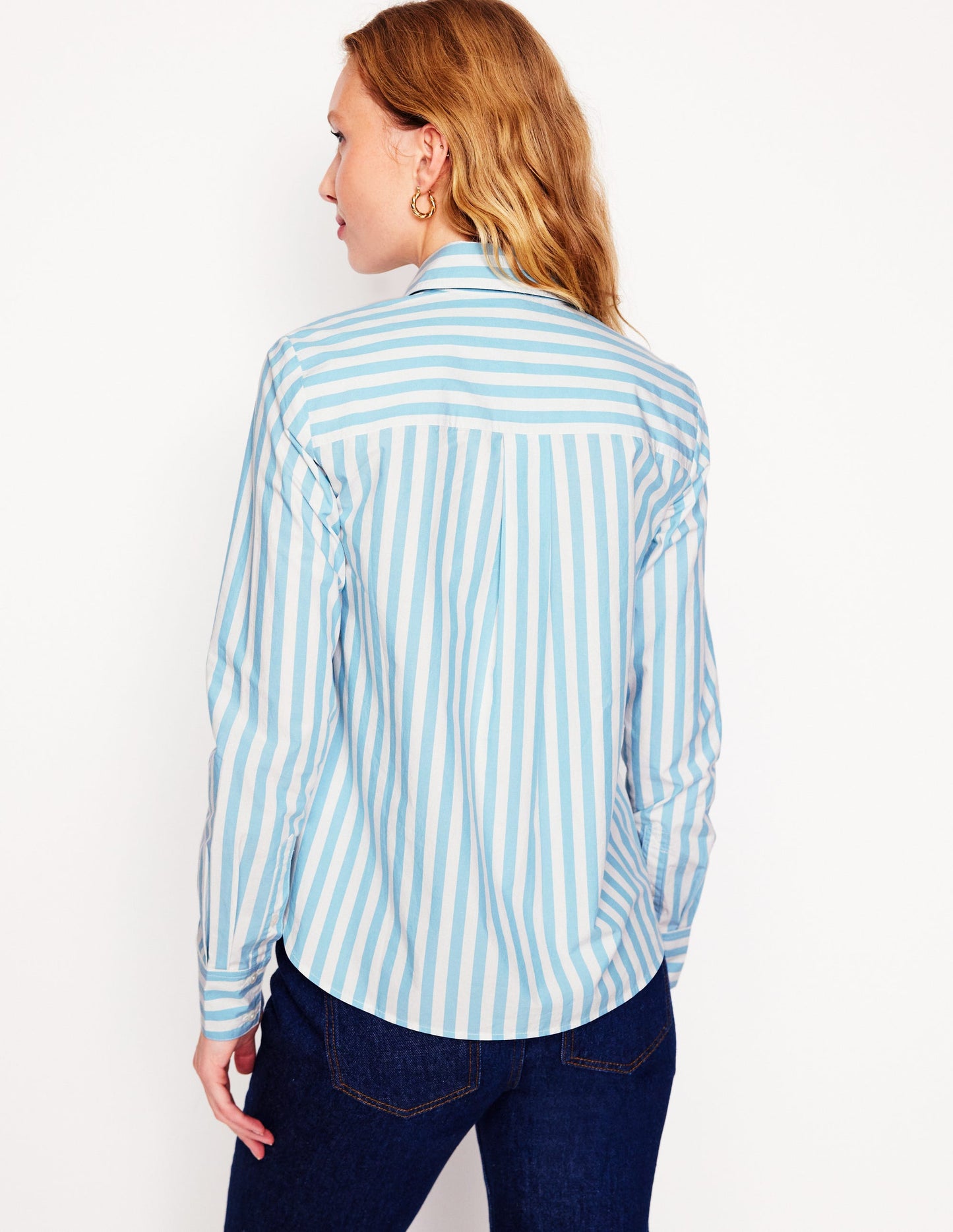 Sienna Cotton Shirt-Duck Egg Blue Stripe