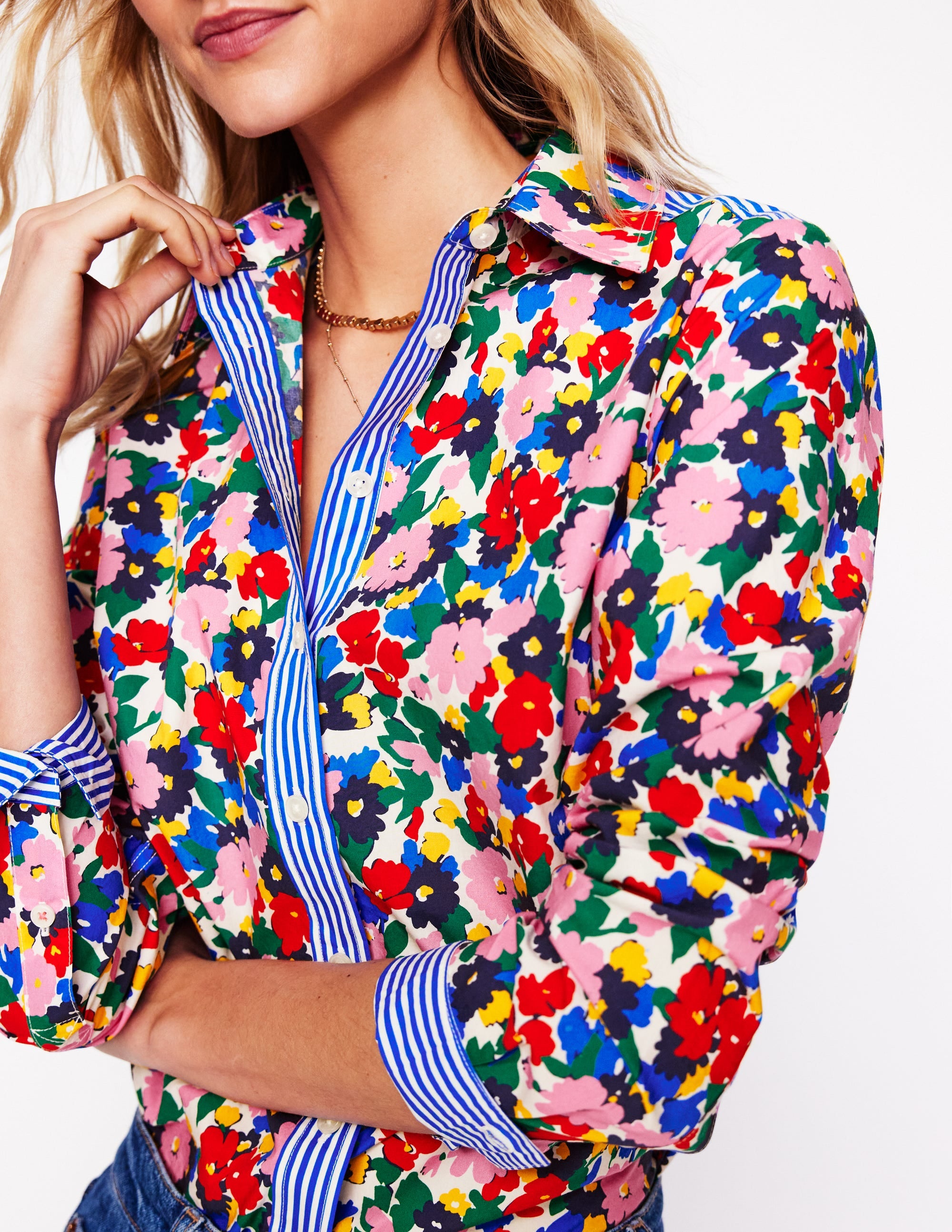 Sienna Cotton Shirt-Multi, Painterly Meadow - Image 2