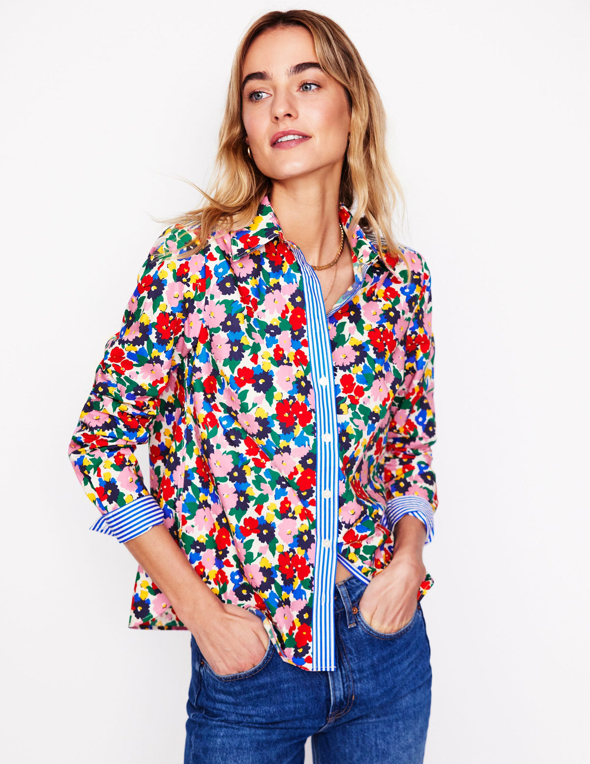 Sienna Cotton Shirt-Multi, Painterly Meadow - Image 4