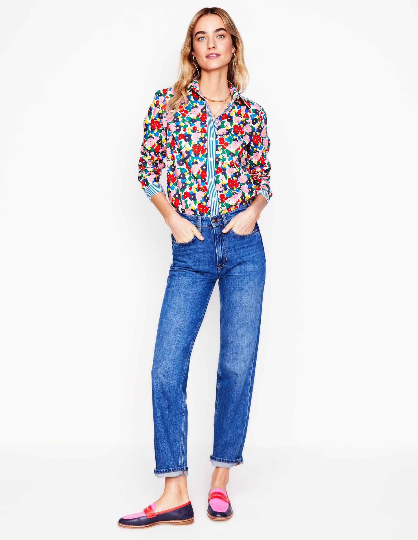 Sienna Cotton Shirt-Multi, Painterly Meadow