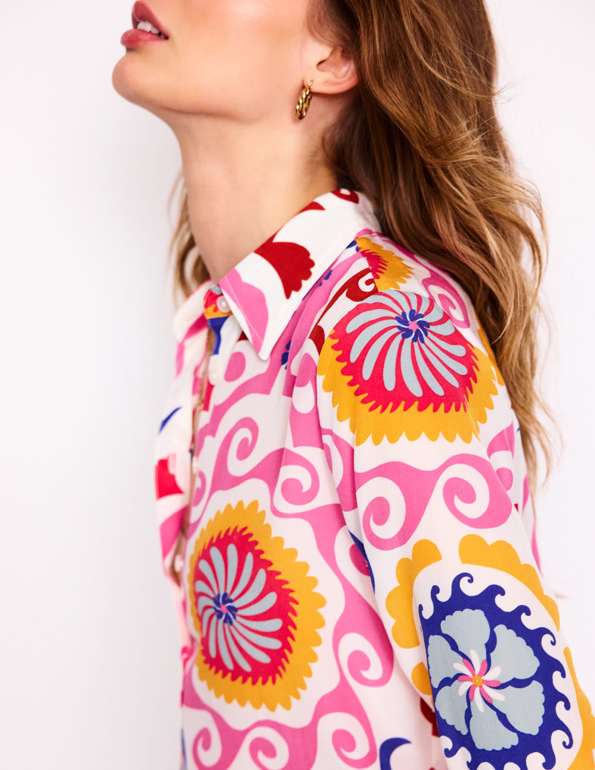 Sienna Silk Shirt-Multi, Ornamental Wave - Image 2