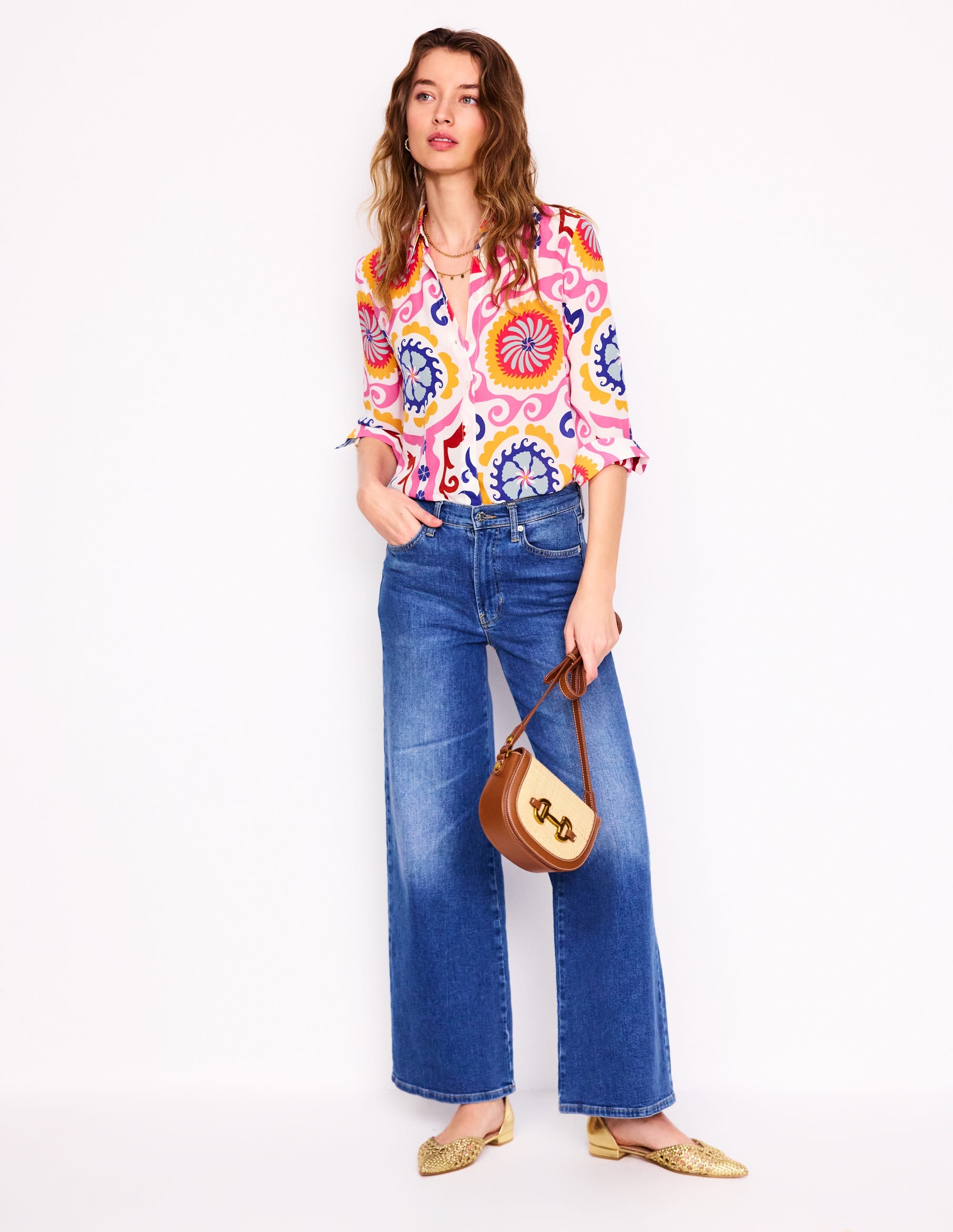 Sienna Silk Shirt-Multi, Ornamental Wave - Image 4