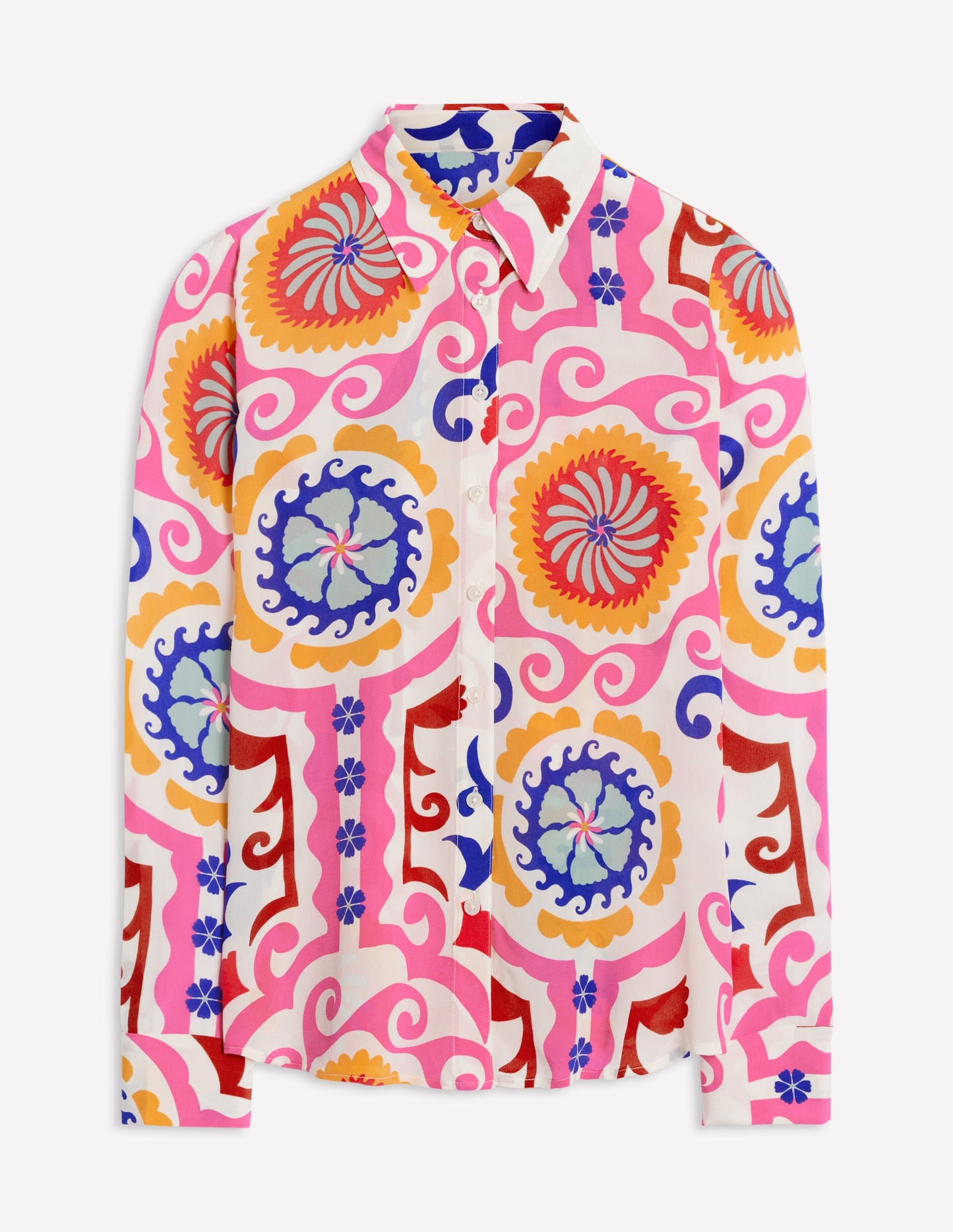 Sienna Silk Shirt-Multi, Ornamental Wave