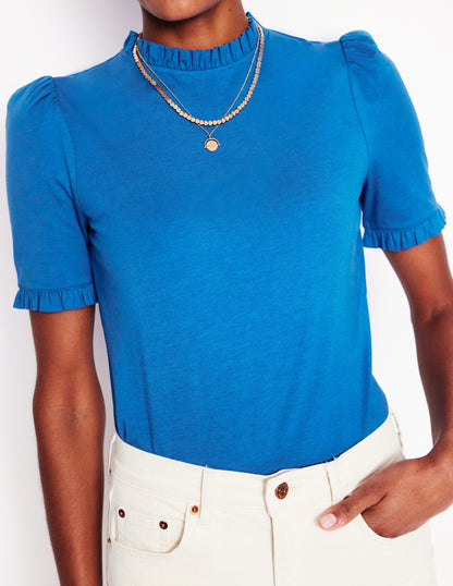 Supersoft Frill Detail T-shirt-Gallery Blue