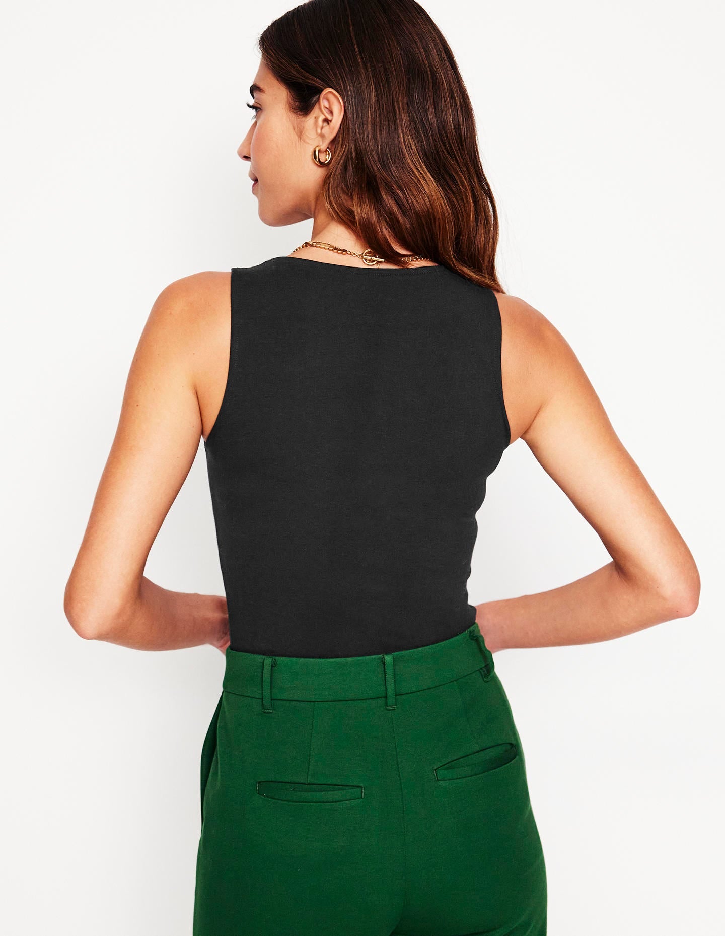 Double Layer Scoop Neck Vest-Black-3