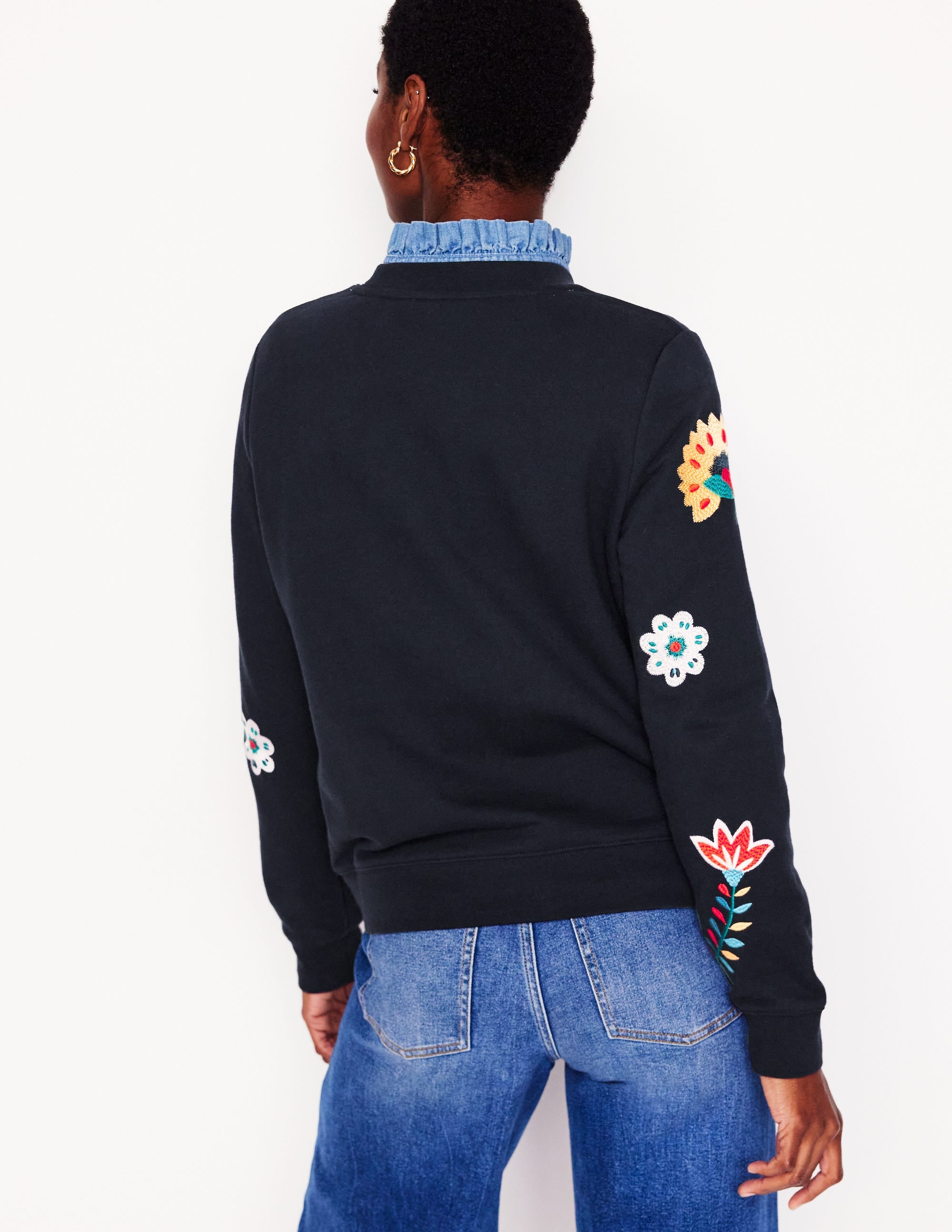 Hannah Embroidered Sweatshirt-Navy, Conversational - Image 4