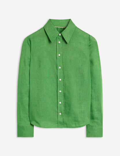 Sienna Linen Shirt-Paradise Green